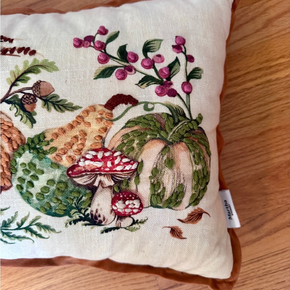 Martha Stewart Embroidered Harvest Scene Pillow, Pheasant Pillow - Picture 7 of 16